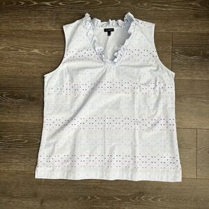 Talbots Ruffle Sleeveless Rainbow Polka Dot Blouse Top Size Large Preppy‎ Career